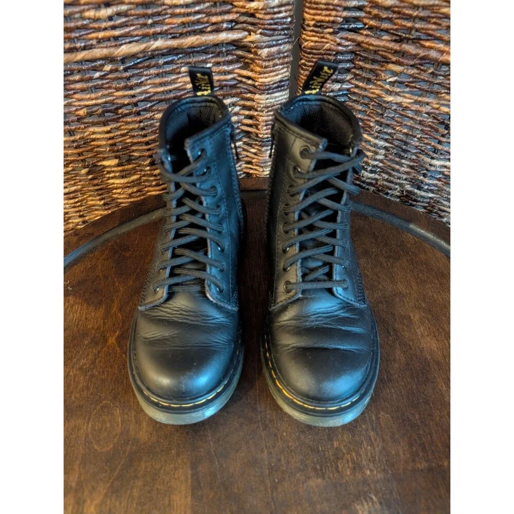 Dr. Martens Doc Youth Kids Leather Combat Boots 13 Black 1460J Bouncing Soles
